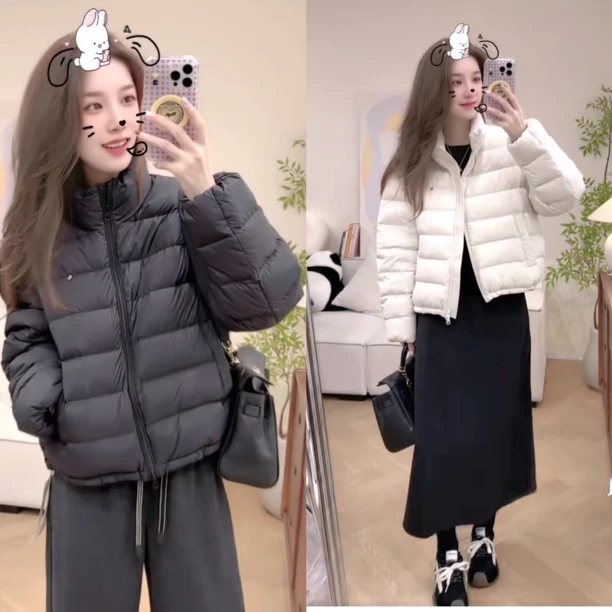 爆款立领超好看排骨羽绒服女2025冬季时尚气质保暖白鸭绒短款外套