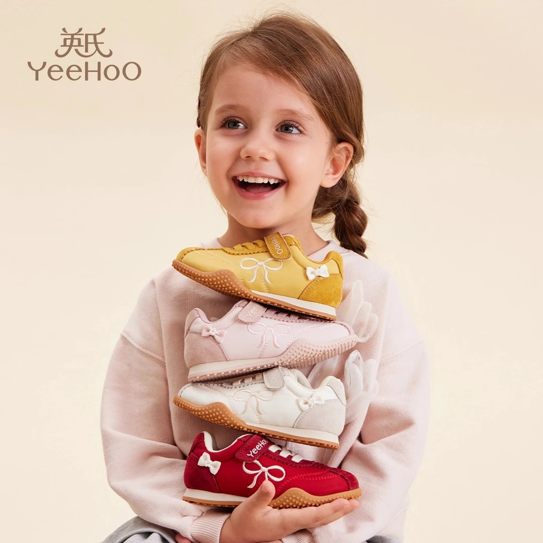 英氏童鞋3岁女童运动鞋冬季软底防滑潮款阿甘鞋男童加绒德训鞋