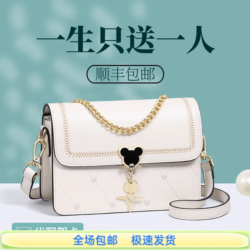 Calwan Keodh真皮包包女上档次斜挎包小方包生日礼物送女友送老婆