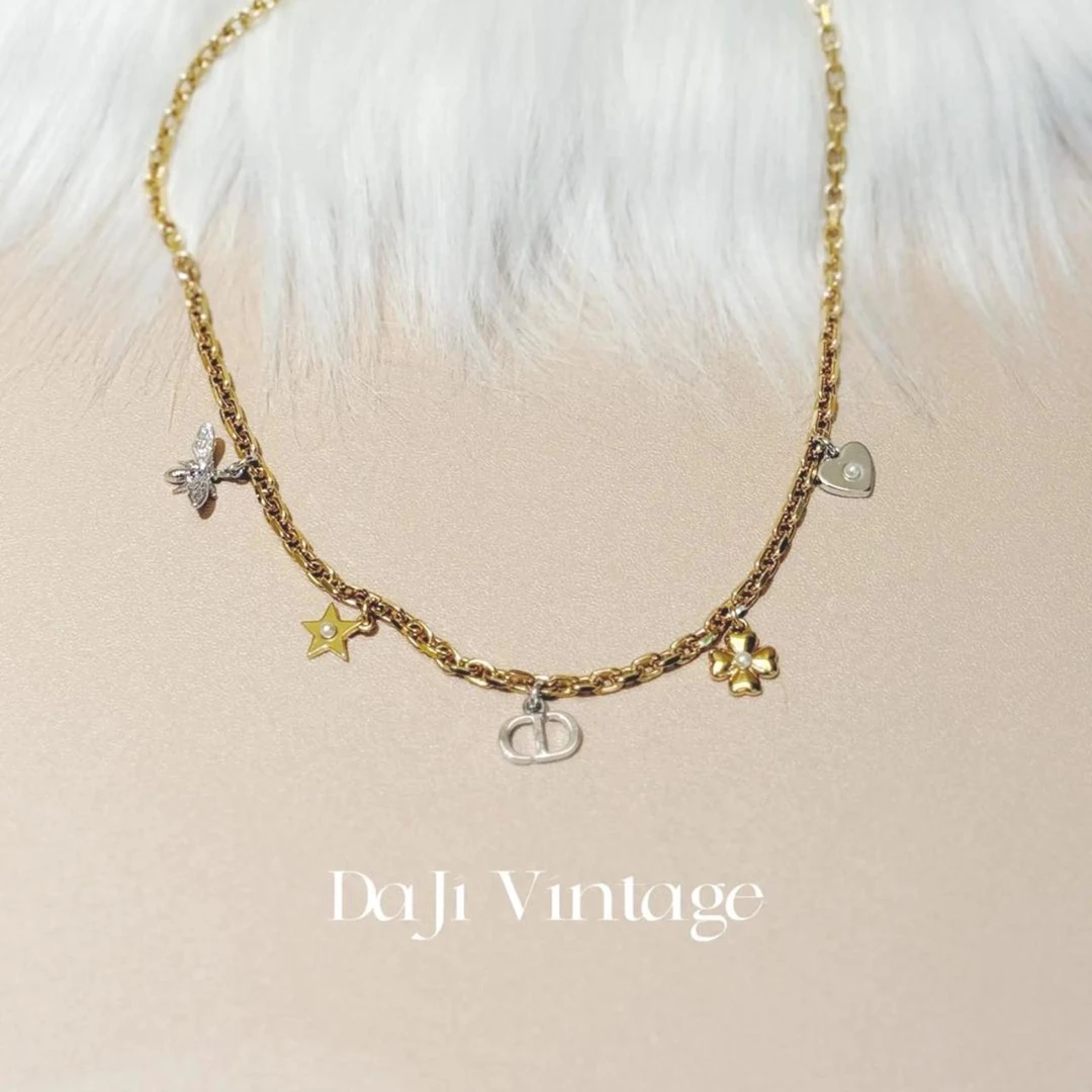 99新 DIOR/迪奥 大吉中古/cd金色星星吊坠项链