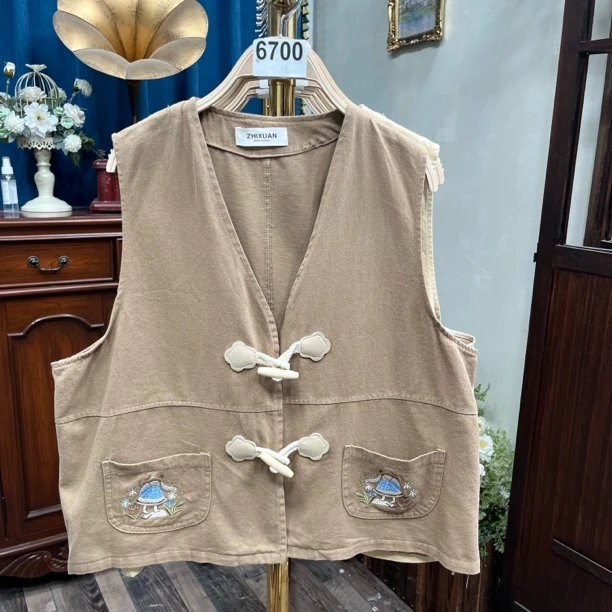 6700-6799号 清仓捡漏春款马甲斜纹棉布春装刺绣