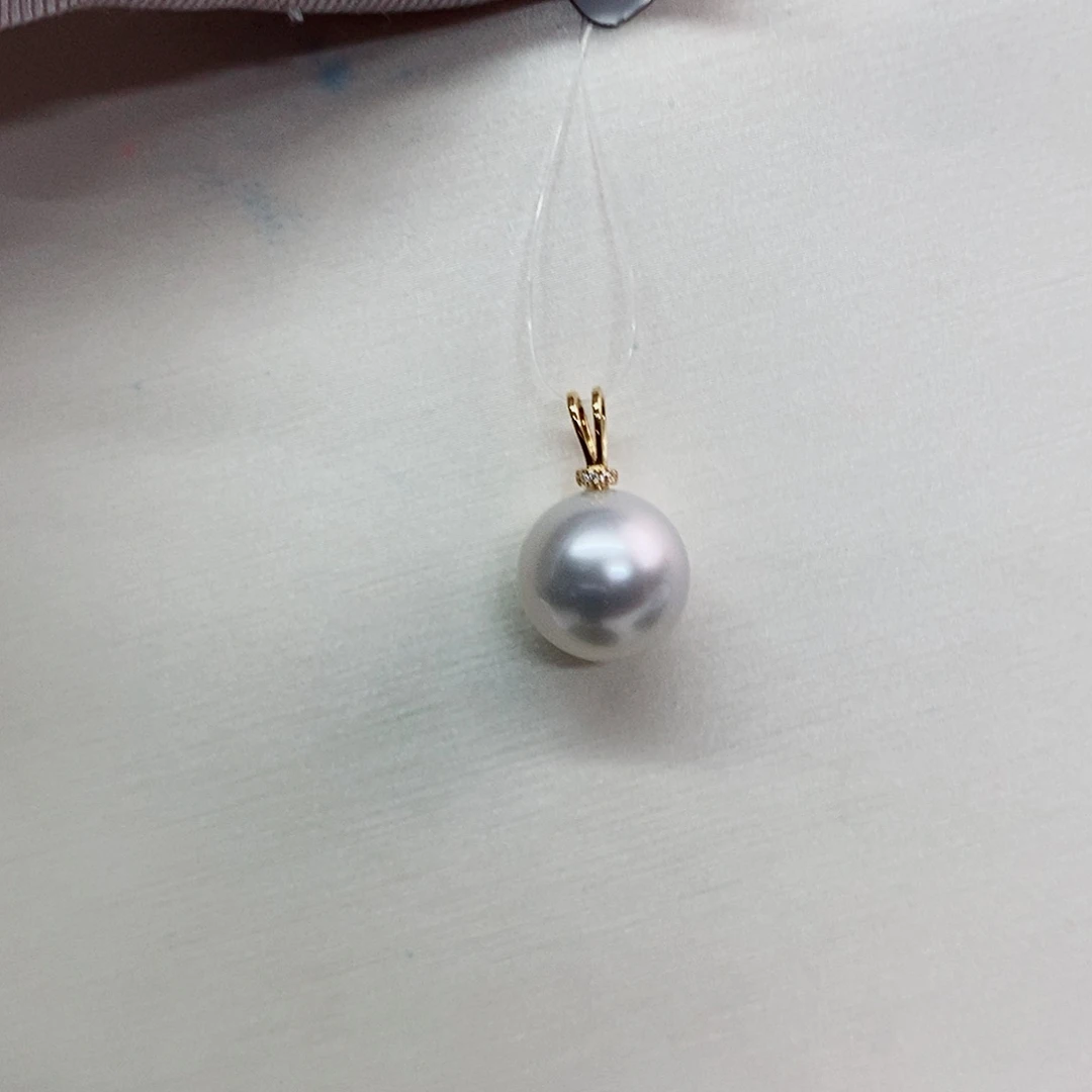 吊坠(不含链)18K金镶嵌海水珍珠10-11