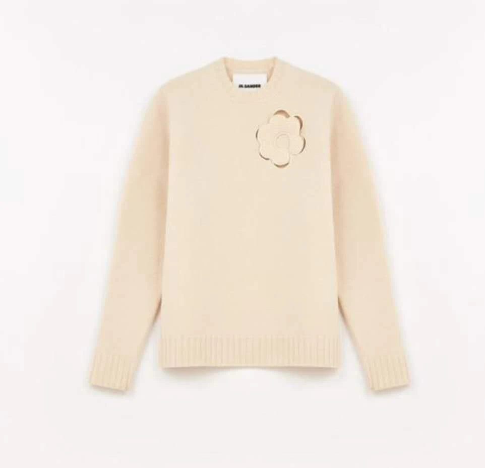 未使用  Jil Sander 胸前镂空小花长袖针织