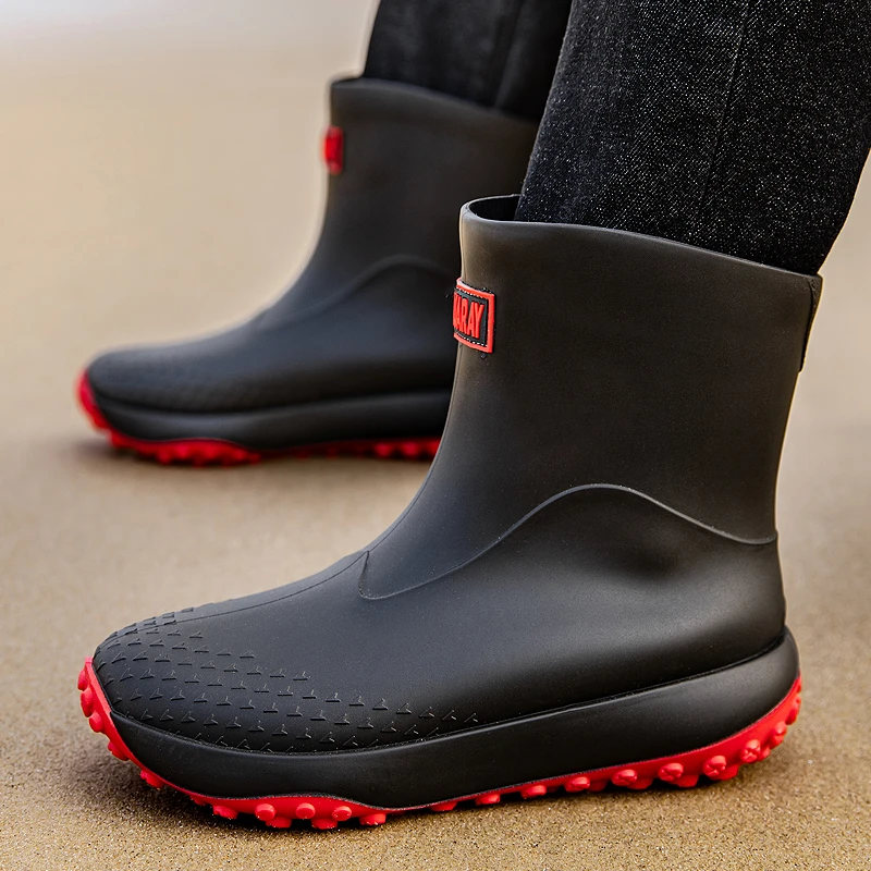 汐鲤防水鞋干活男士防水加绒雨靴厚底胶鞋外卖骑手专用鞋套鞋雨鞋