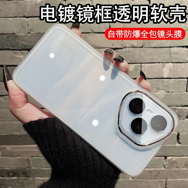 适用荣耀400手机壳镜头全包简约400pro透明软壳带镜头膜300保护套
