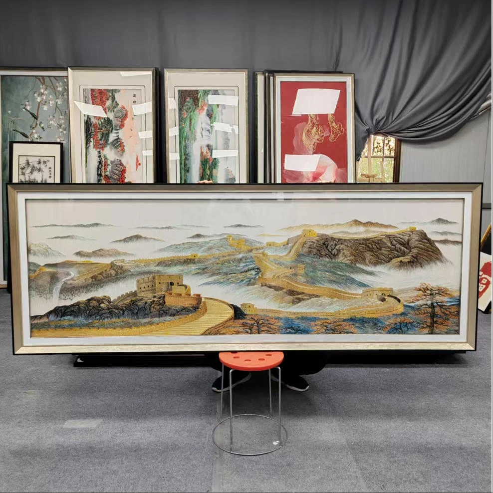 250万里长城画靠山图新中式非遗刺绣装饰画客厅精品办公室80230
