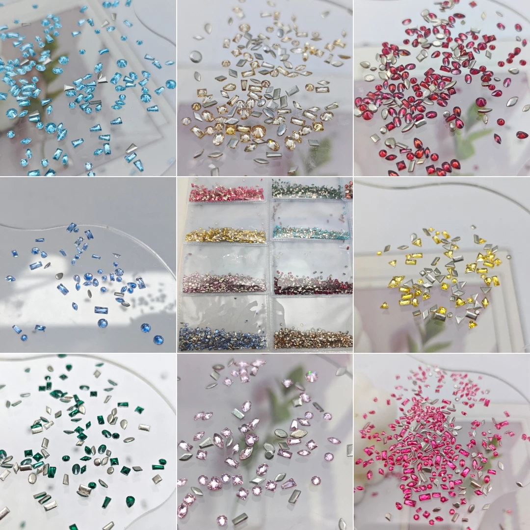 新款迷你彩色锆石套装美甲钻饰品奢华火彩超闪指甲配饰用品大合集