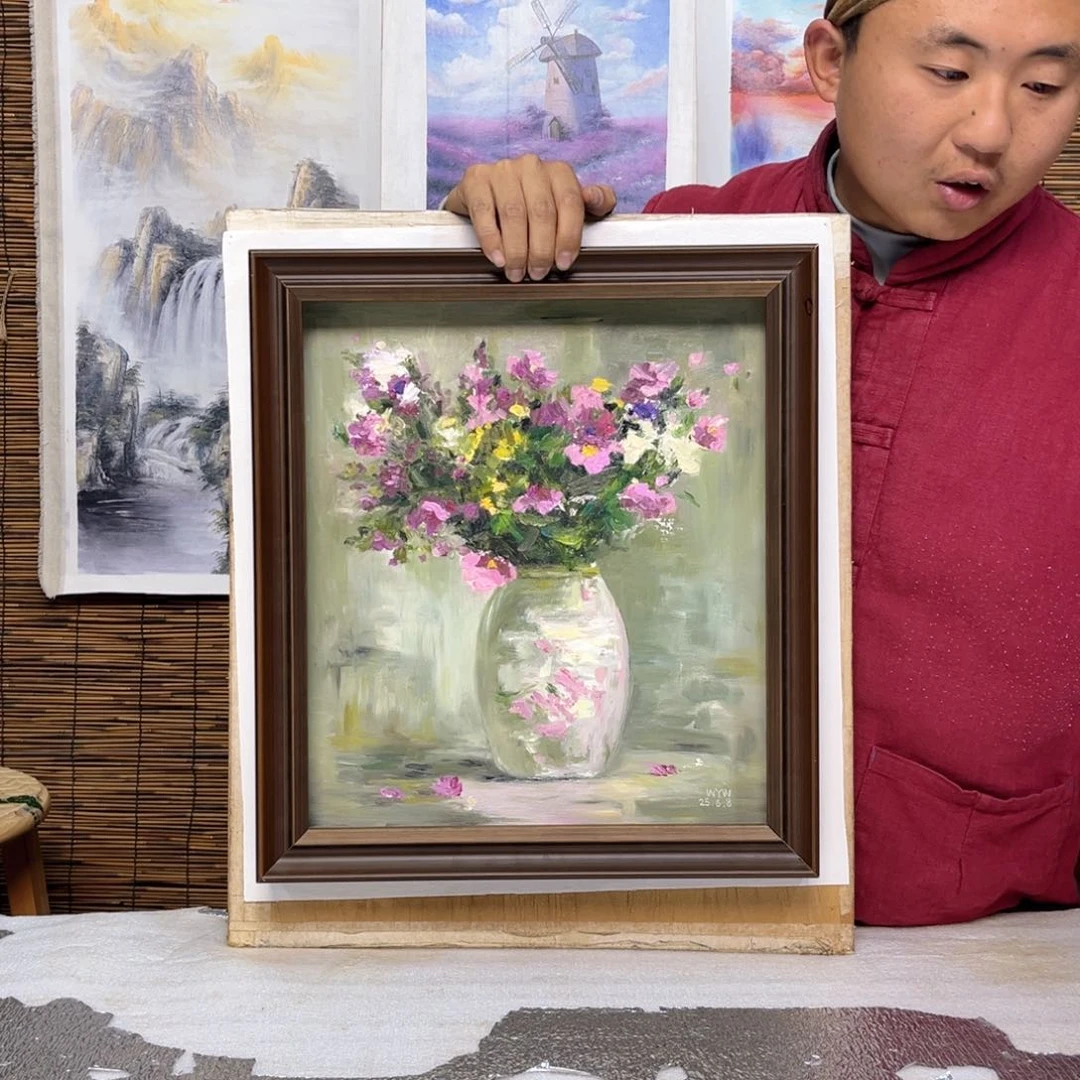 油画行路人小院绘画作品竞拍