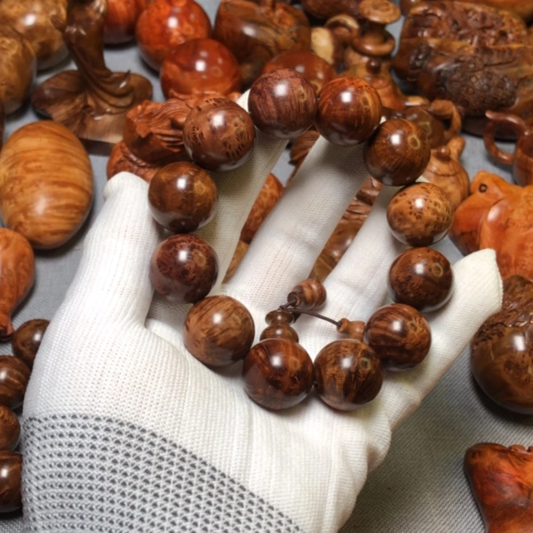 【闪购商品】木峰**红麻梨疙瘩火琉璃手把件