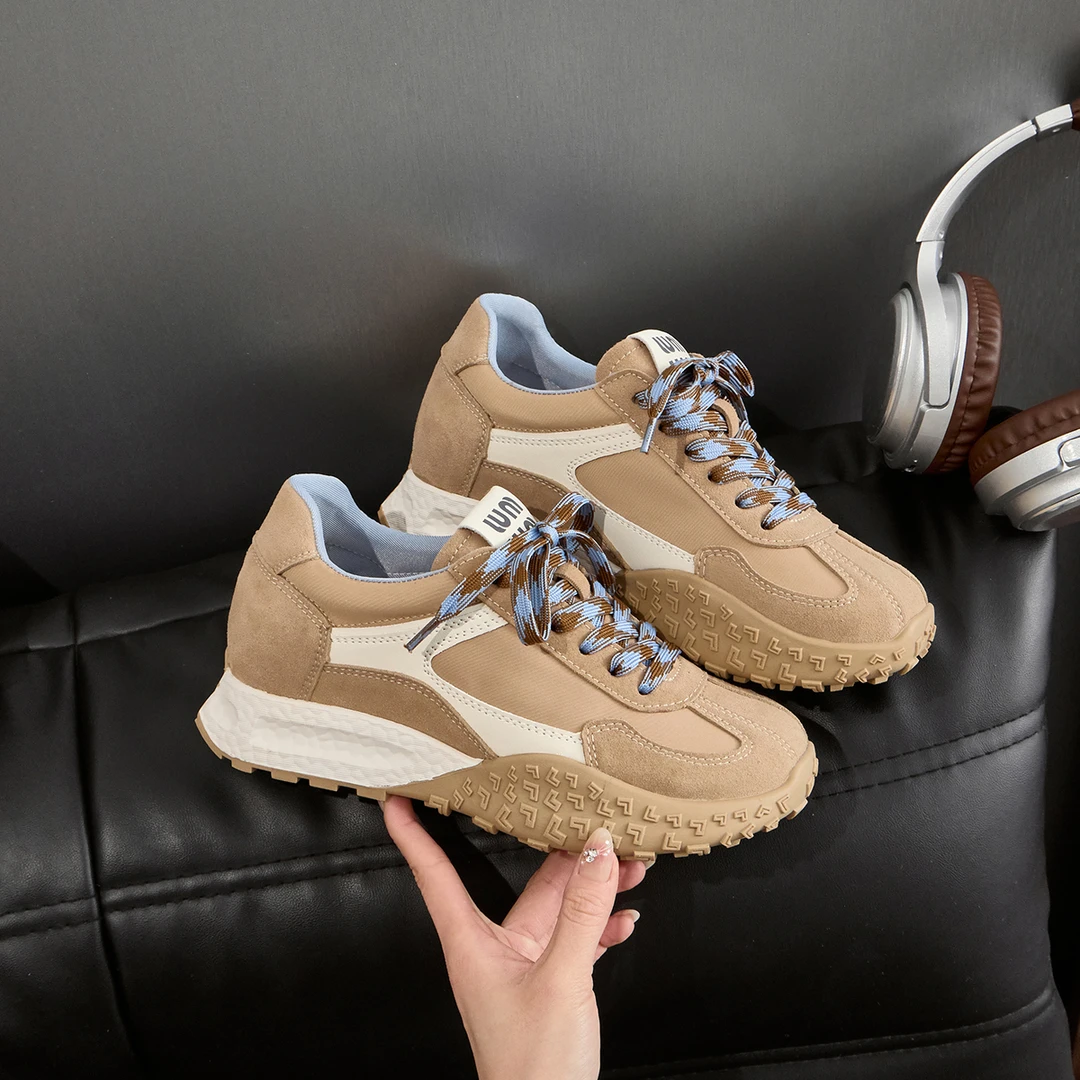 【32码起】6cm增高运动德训鞋女2025春新款透气休闲慢跑阿甘鞋百搭