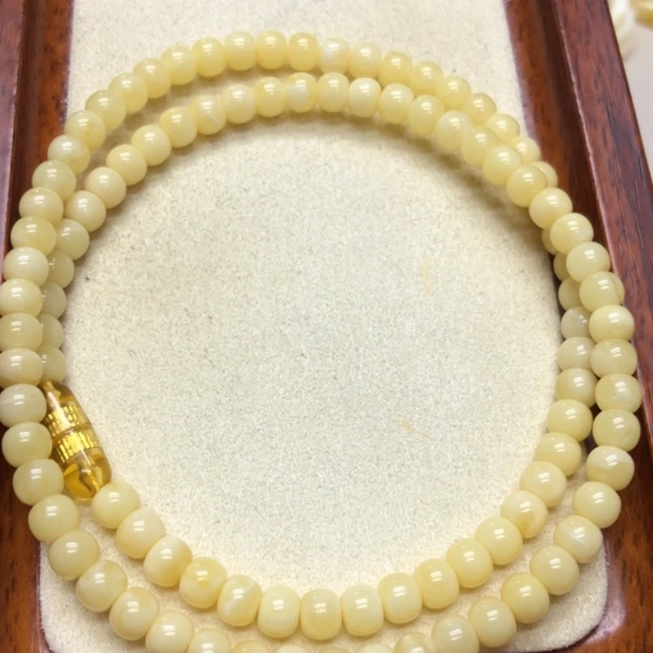 琥珀未镶嵌颈饰5.8mm奶白老型项链