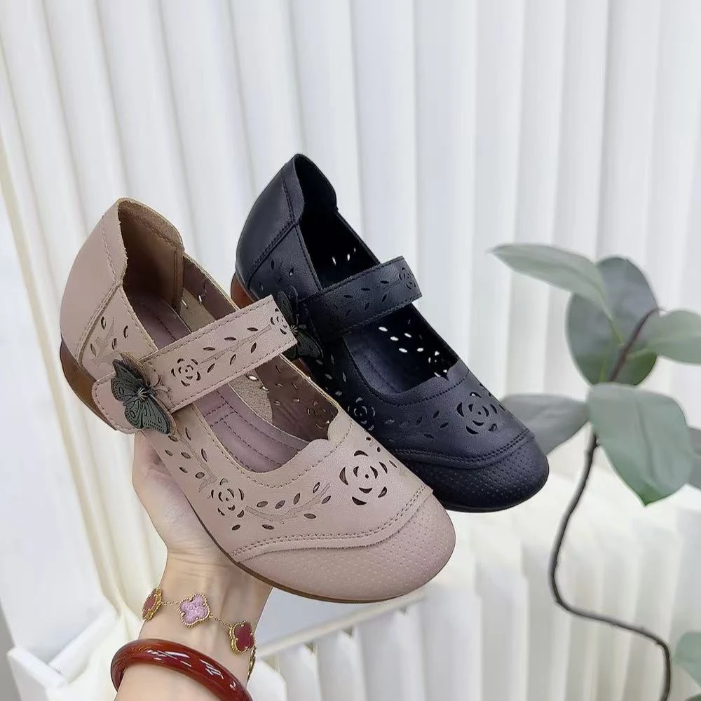 C6019魔术贴镂空舒适软底妈妈鞋