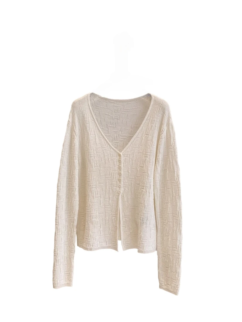 设计感网红显瘦早秋长袖开衫外套气质时尚百搭微透针织上衣女咖色