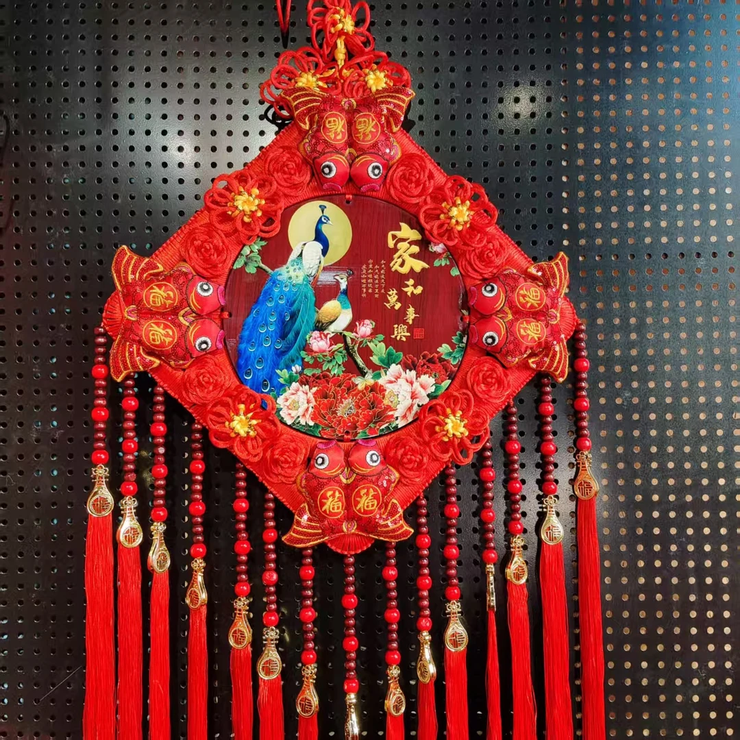 大号桃木中国结客厅玄关背景墙乔迁彩雕福字挂饰装饰壁挂