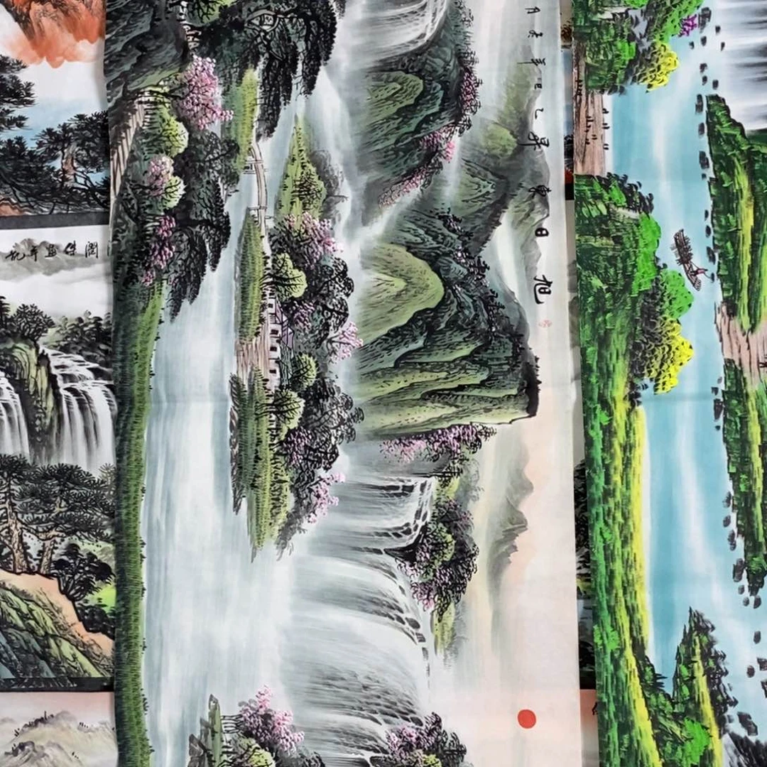 万***意国画六尺精品手绘山水挂