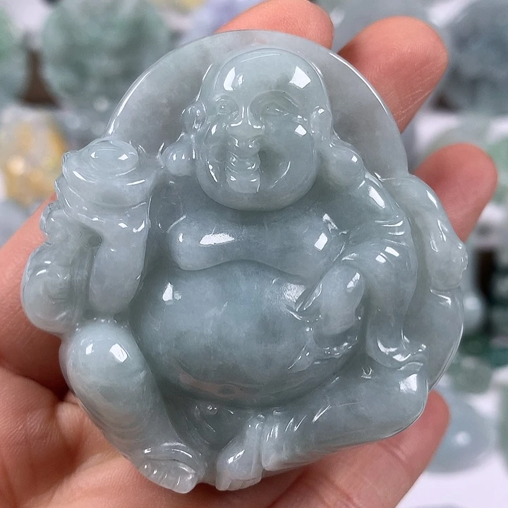 翡翠未镶嵌颈饰逍遥佛福利卡厚12.6