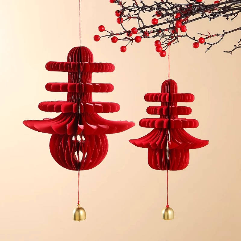 春字铃铛挂件2025新年装饰用品壁挂灯笼中式蛇年客厅场景布置春节