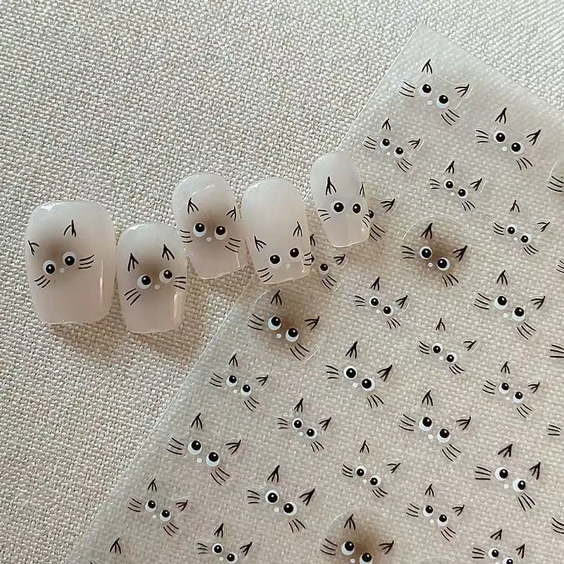 网红暹罗猫美甲贴纸2025年新款ins风可爱大眼睛萌猫咪指甲装饰品