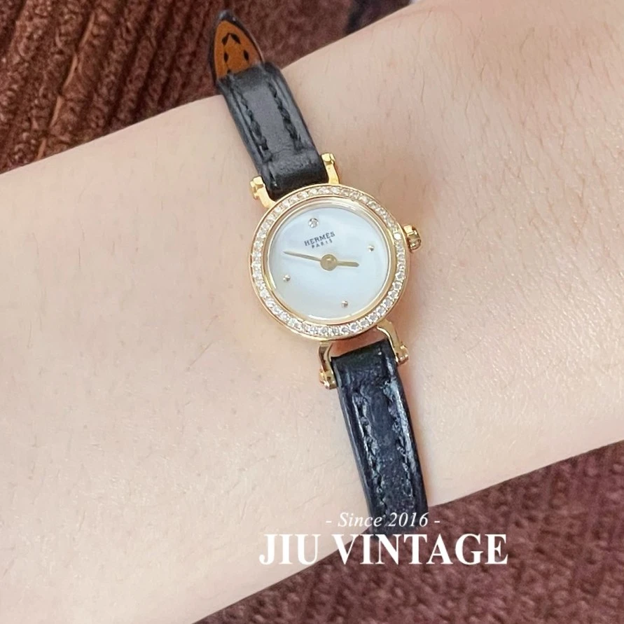 99新 Hermes/爱马仕 玫瑰金满钻Faubourg福宝系列腕表BJM12-2226