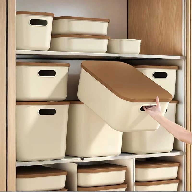 家居杂物用品收纳盒桌面衣柜衣物储物箱带盖整理盒塑料玩具收纳箱