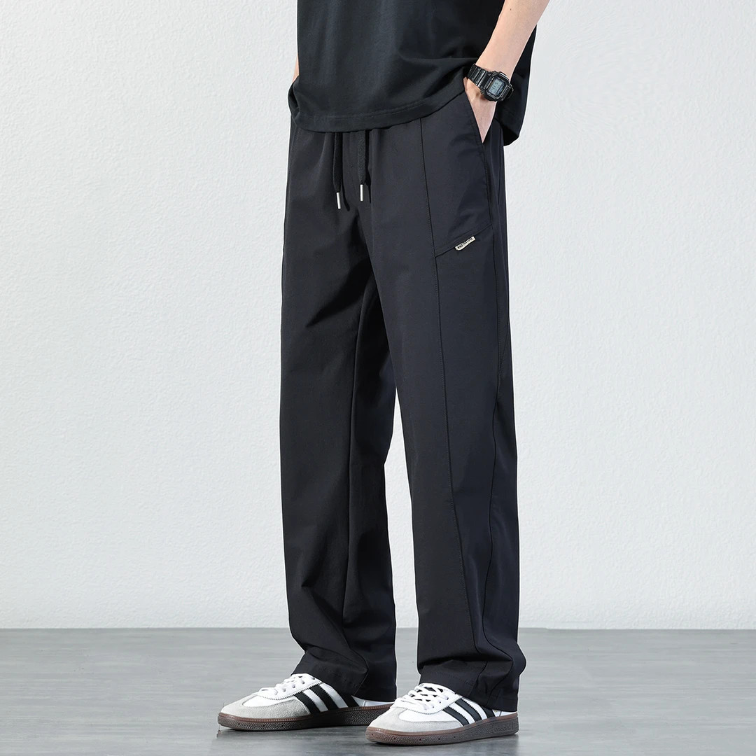 冰丝凉感休闲裤男2025夏季速干伞兵冲锋裤宽松直筒运动百搭长裤男