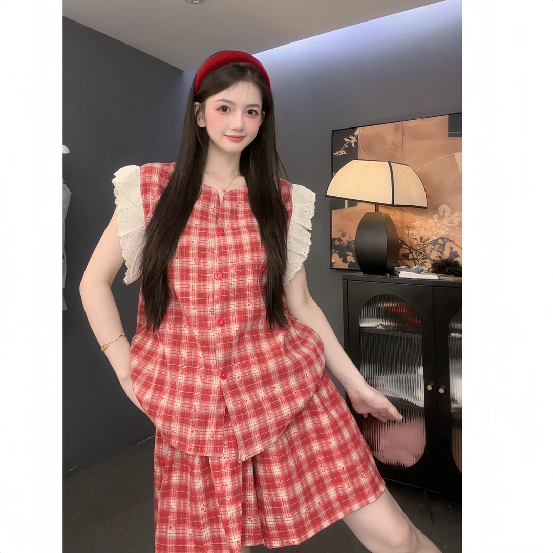 【罗马假日】原创碎花云朵棉宽松版短袖睡衣圆领睡衣套头夏家居服