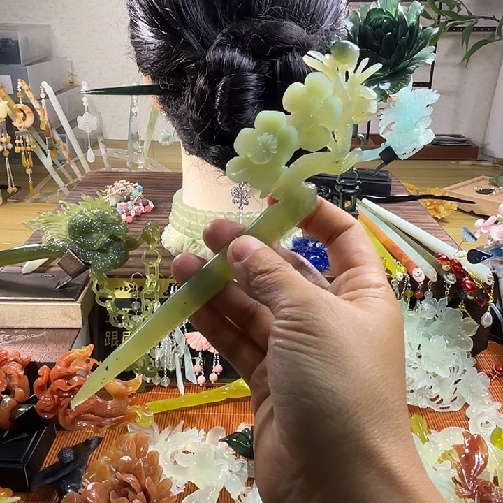 蛇纹石玉合金发饰
