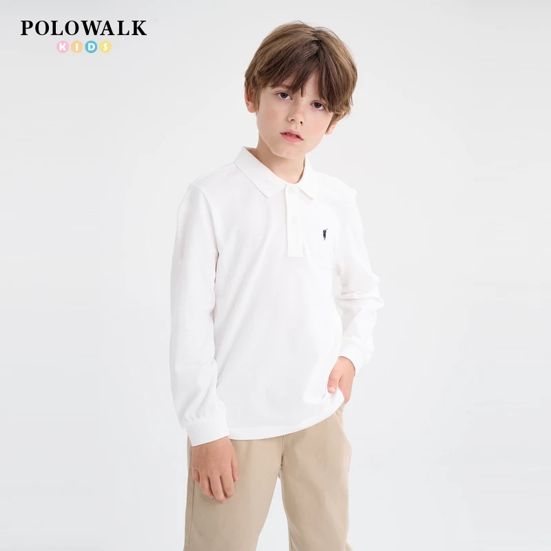 POLOWALK新品秋冬儿童休闲翻领POLO长袖T恤B44W532D0231