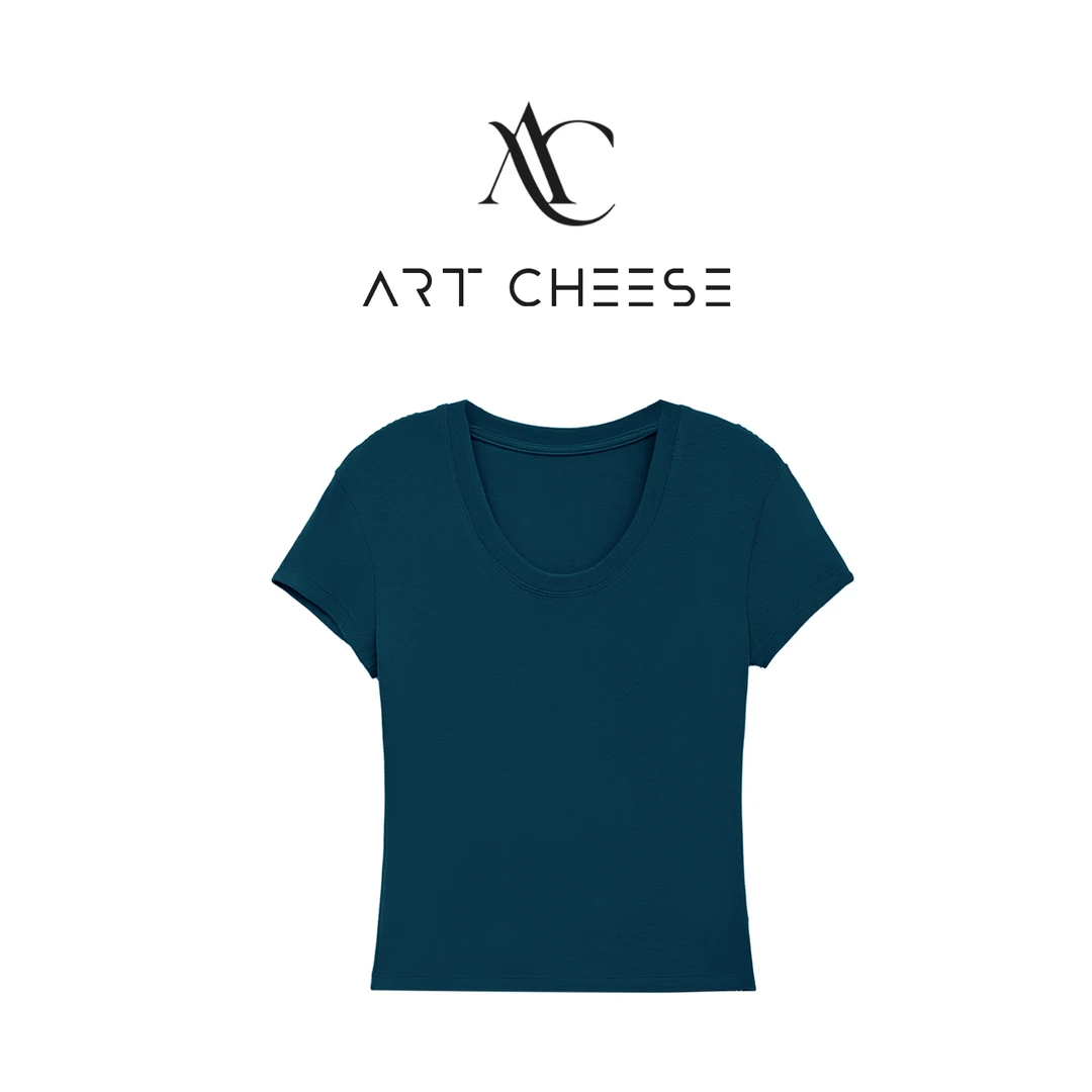 【芝士Cheese】空夏栀子 夏季无镂空U领百搭时尚气质短袖纯色上衣