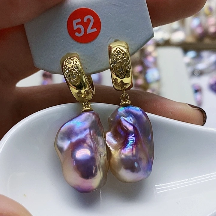 银S925镶嵌耳饰淡水珍珠