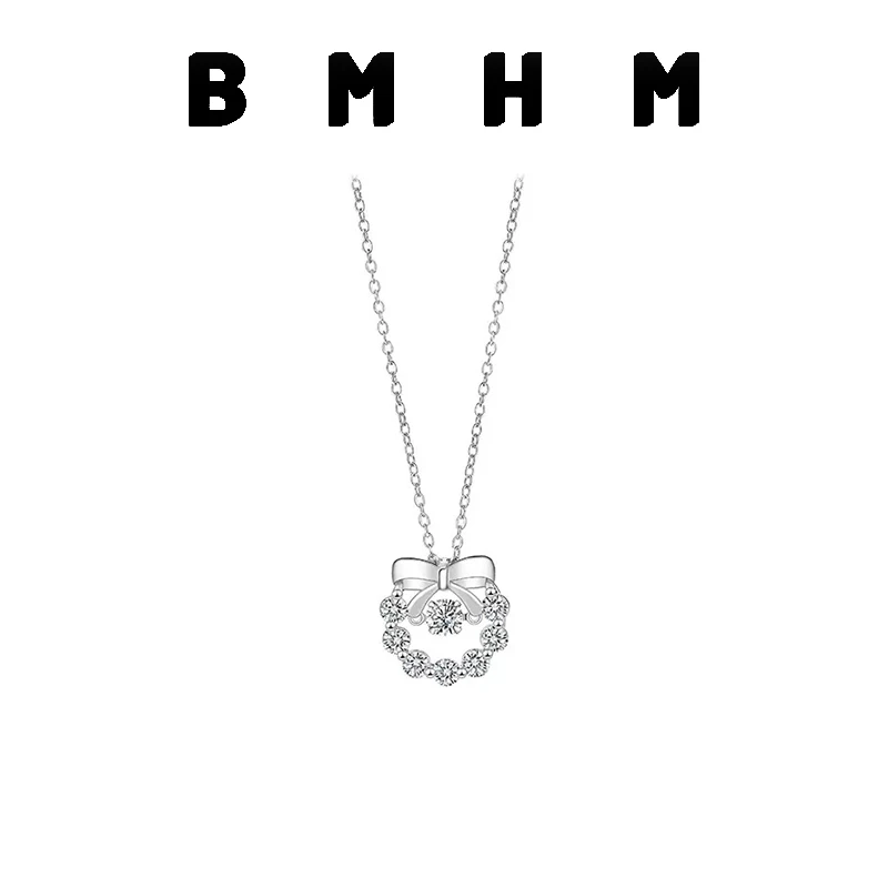 BMHM 钛钢项链 在逃公主蝴蝶结灵动闪钻女生轻奢百搭精致跳动的心