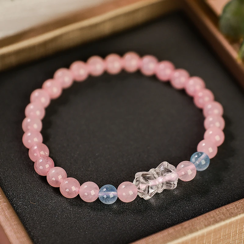 甜美可爱粉水晶双链手链多样性发一-5940