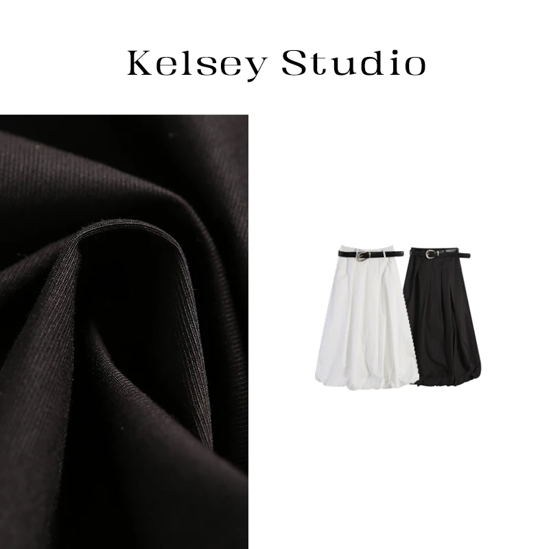 【Kelsey花苞裙】25春季设计师款黑色白色半裙XMKK064