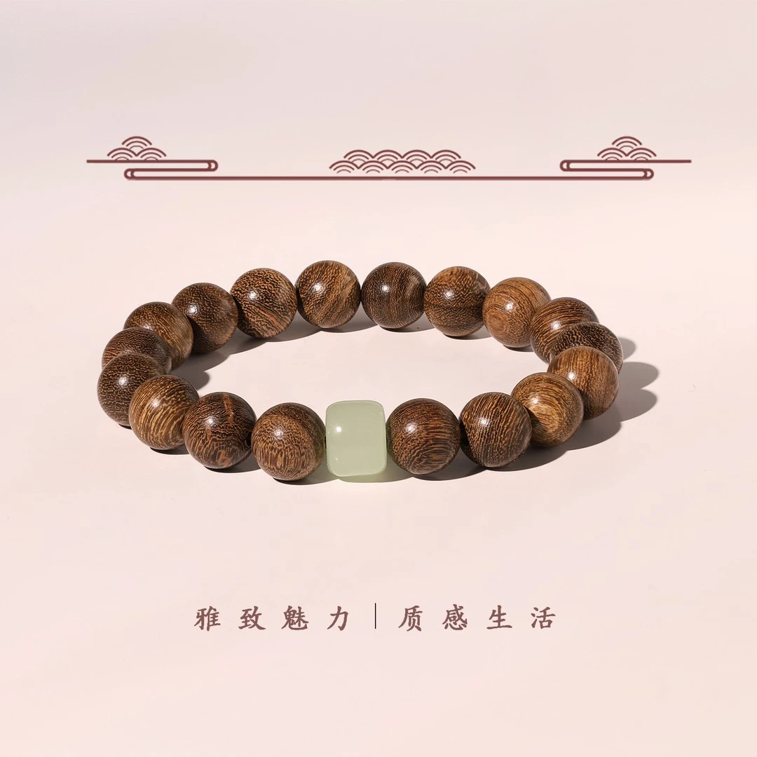 非金属木质手链 圆珠木质手串新中式民族风男女通用情侣手链简约