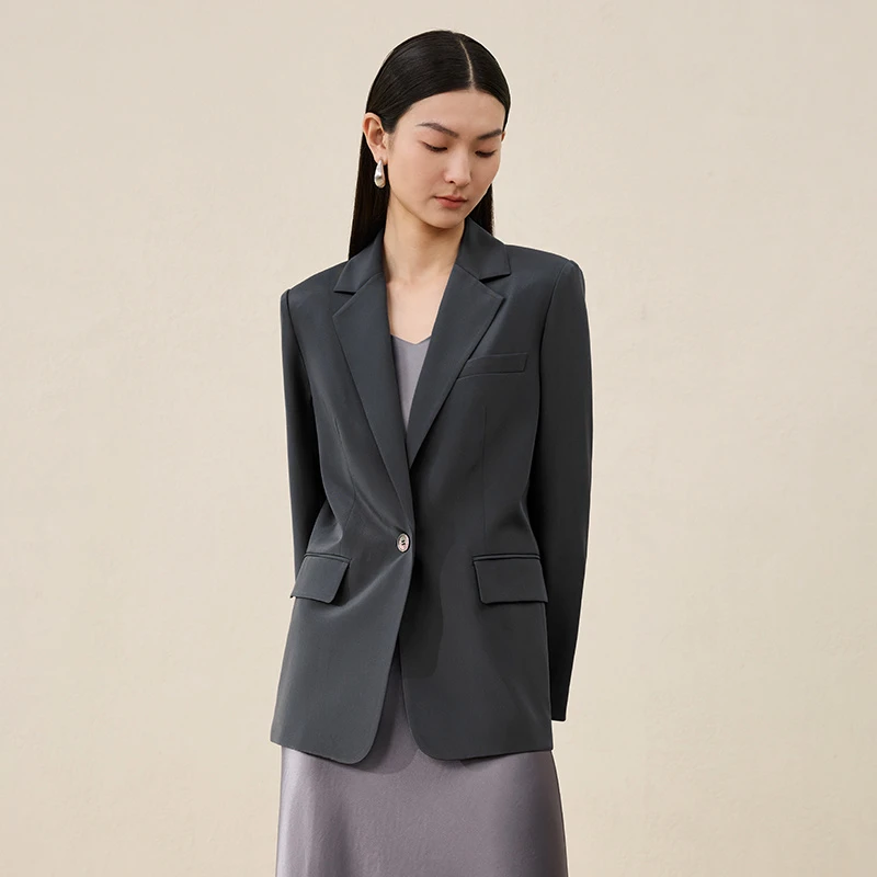 寺山文也 瞬华/30MM真丝重绉宽松轻简慵懒风西装外套女春