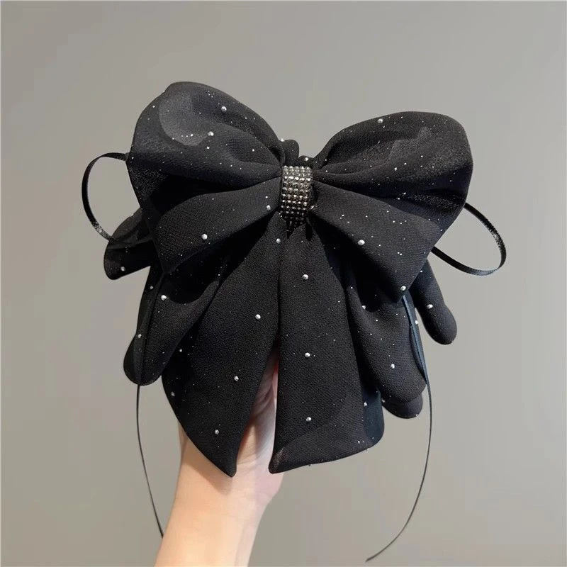 2025新款网纱星空碎钻蝴蝶结马尾抓夹后脑勺盘发半扎气质发夹女