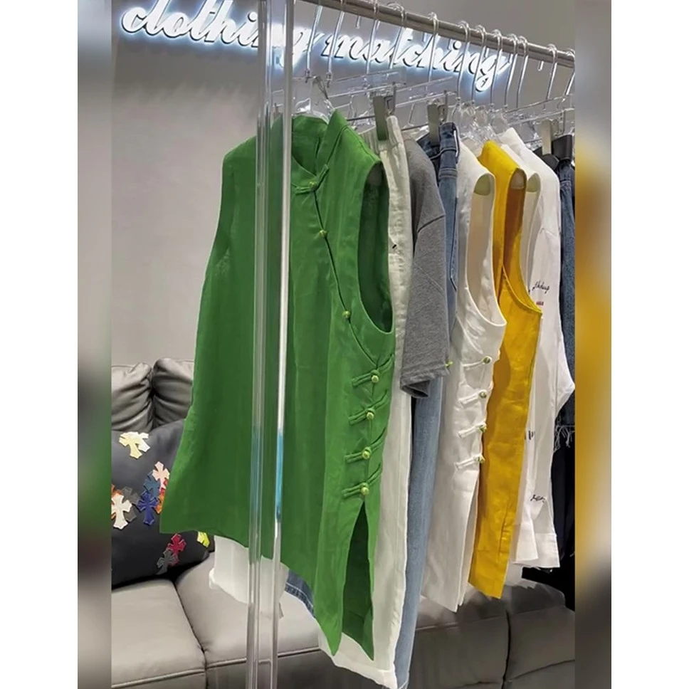 极简风绿色新中式漂亮舒适上衣2025年夏季气质时髦潮流背心超好看