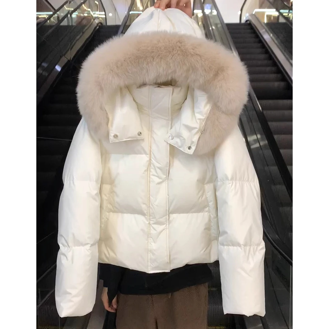 毛领连帽短款羽绒服女2025新款冬季独特超好看今年流行爆款小个子