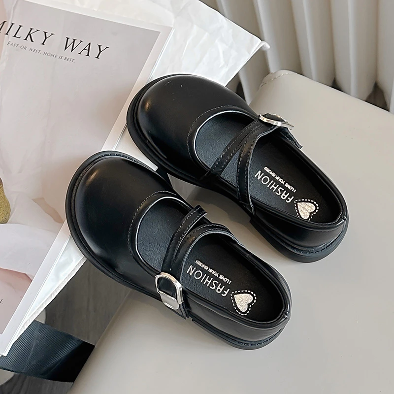 25春季款童鞋儿童皮鞋女童简约公主鞋女孩软底单鞋黑色表演鞋1619