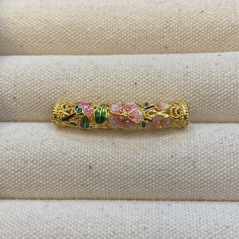 心缘恒珠宝/足金999/5d微硬金珐琅彩/正负0.01介意勿拍/桃花弯管