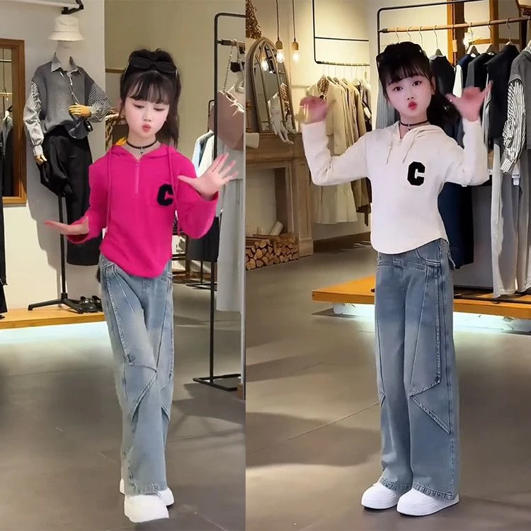 女童连帽卫衣2025春秋新款儿童洋气时髦女孩秋装韩版百搭长袖上衣