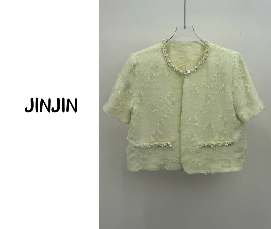 【JINJIN】2025夏季新款小众设计短袖外套（7863）NO退NO换