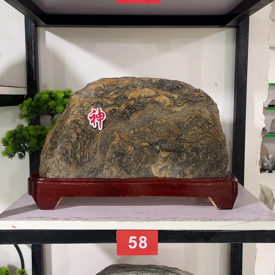 路***甲石材靠山石摆件平安石