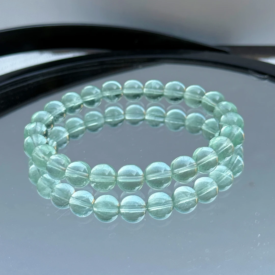 幸运之石 ll 天然绿萤石手链7.5mm-8.5mm