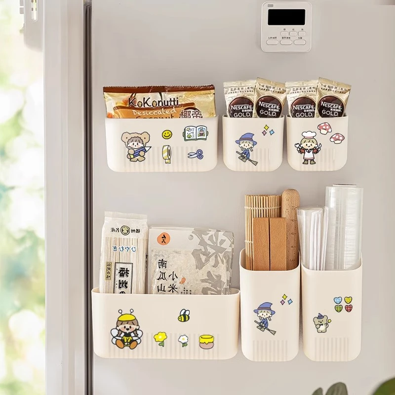 冰箱磁吸收纳盒侧收纳家用厨房保鲜膜储物入户门后玄关壁挂置物架