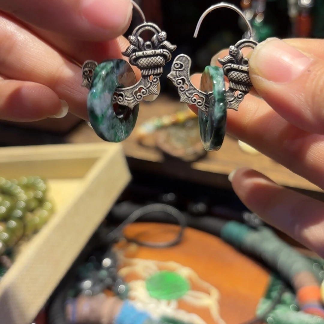 翡翠耳饰未镶嵌原创