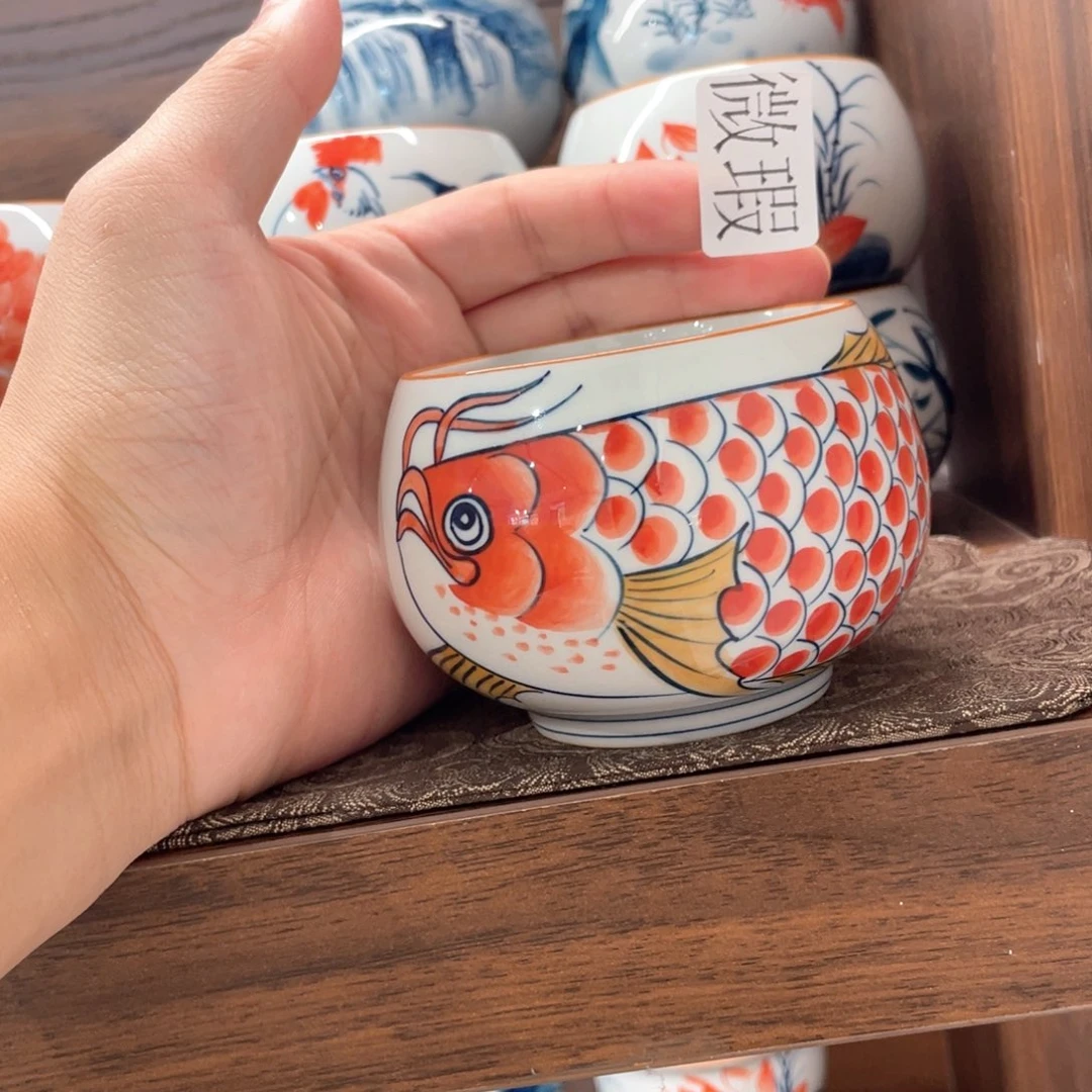 釉下手绘茶具微瑕