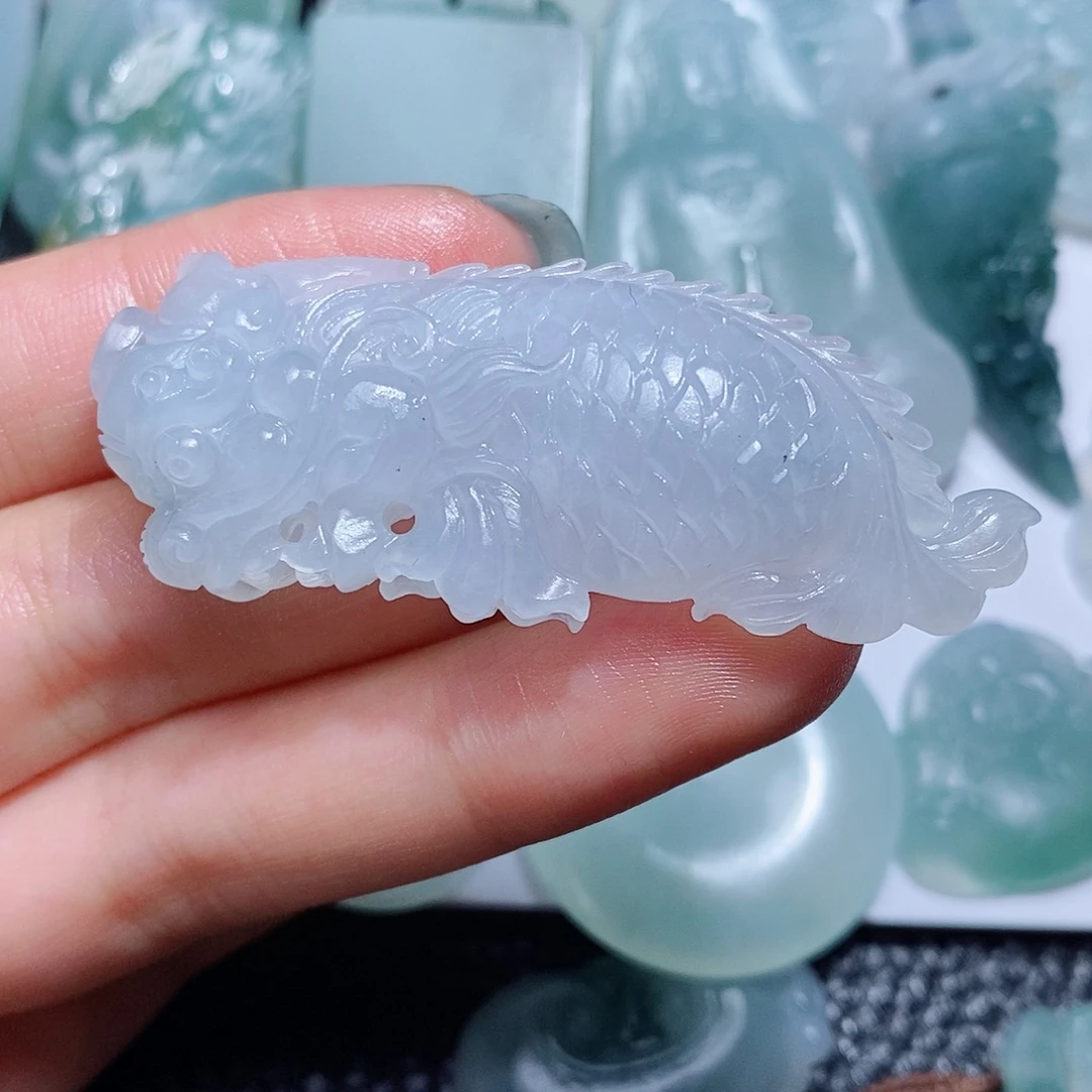 定制翡翠未镶嵌毛货付款后确认抛光