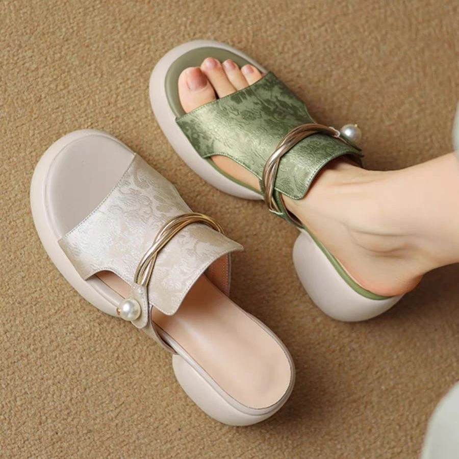 国风凉拖鞋女夏季2025网红软底防滑一字拖松糕厚底时尚沙滩凉鞋女