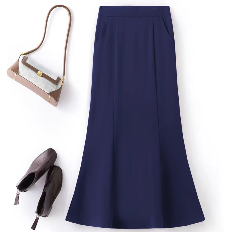 2025新款女春秋爆款中年妈妈装高腰显瘦大摆中长款遮胯鱼尾半身裙
